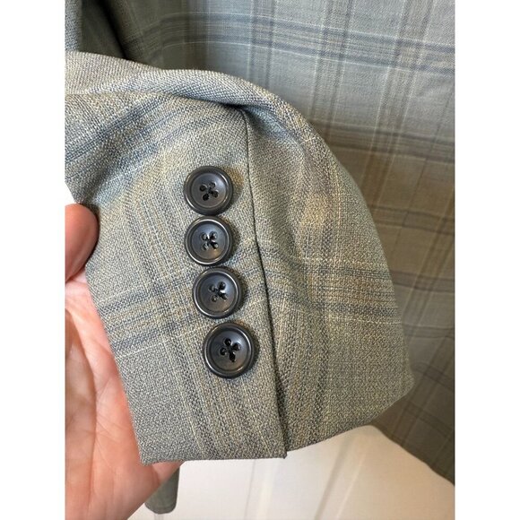 Paul Frederick Grey & Blue Plaid Men's Wool Sport Jacket Size 42R - Picture 6 of 12